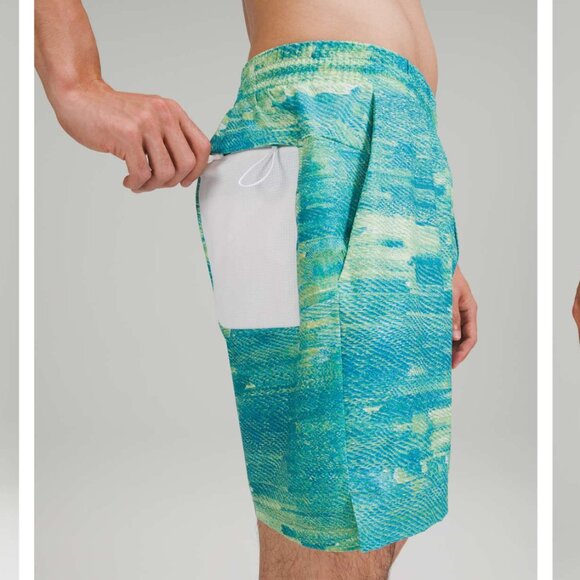 Lululemon Channel Cross Swim Short *7" Pixel Shift Hawaiian Men's L Liner Cut - Picture 2 of 15
